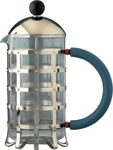 infusiera caffettiera a presso-filtro inox/vetro 8 tazze azzurra mgpf