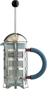 infusiera caffettiera a presso-filtro inox/vetro 3 tazze azzurra mgpf